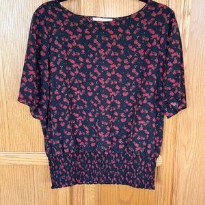 NWT Michael Kors Floral Smocked Waist Blouse Large